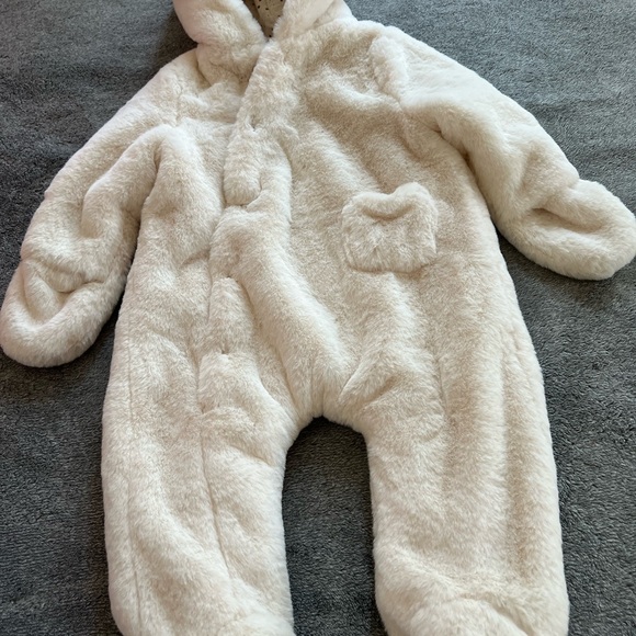 New Zara Baby Boy Girl Super Soft Cozy Coverall Suit Faux Fur Bearsuit White 3-6 - Picture 6 of 8